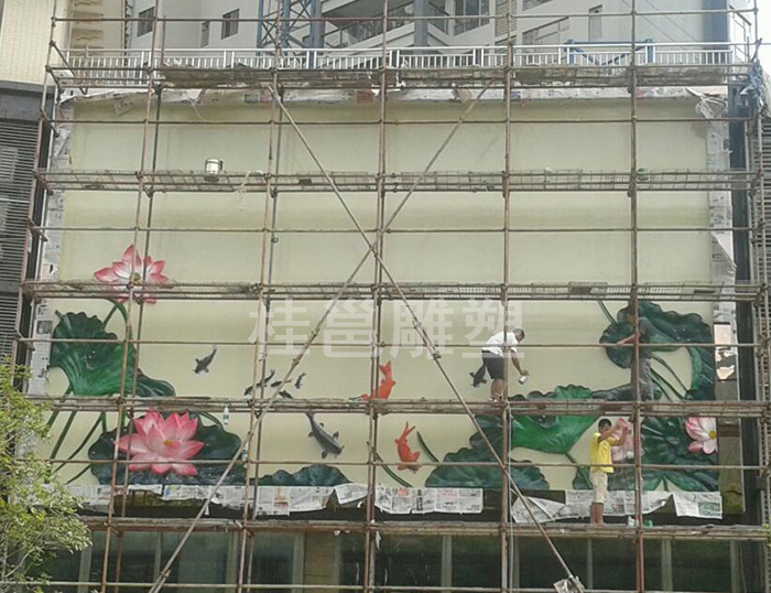 防城港广东清远市源生堂门面装饰浮雕安装